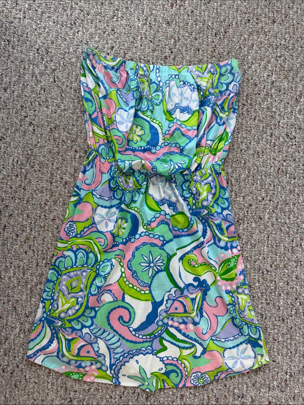 Lilly Pulitzer Strapless Dress in Blue, Green & Pink